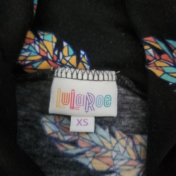 LuLaRoe Maxi Skirt Black‎ with Colorful Feather Print Size XS - Picture 3 of 8